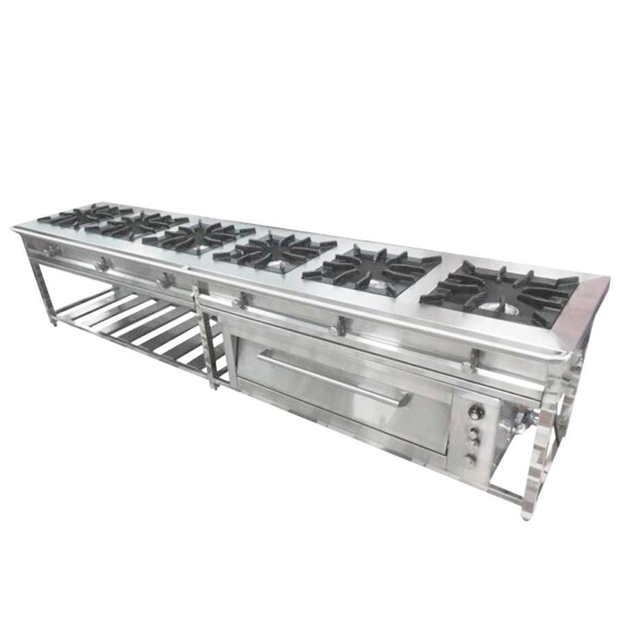 COCINA INDUSTRIAL 06 HORNILLAS CON HORNO LINEAL