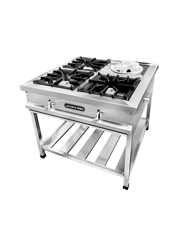 COCINA INDUSTRIAL DE 03 HORNILLAS CON 01 HORNILLA WOK/CHIFERA